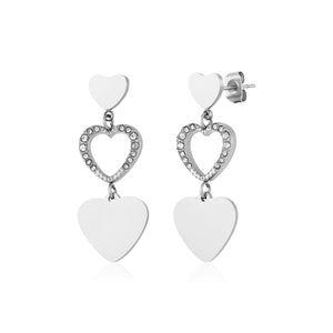 Oorstekers hartjes open en dicht zilver