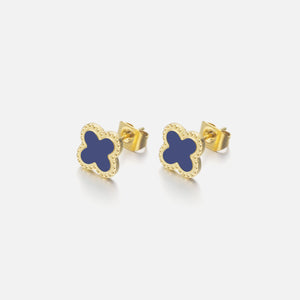 Oorstekers klaver gold/blue