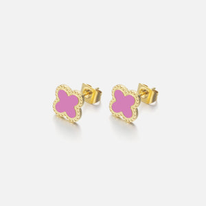 Oorstekers klaver gold/pink