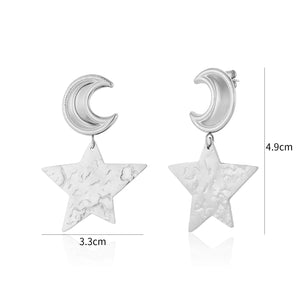 Oorstekers maan en ster zilver