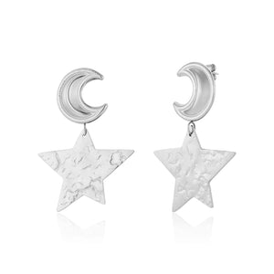 Oorstekers maan en ster zilver