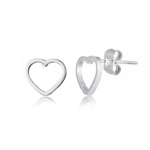 Oorstekers open hart zilver groot