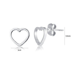 Oorstekers open hart zilver groot