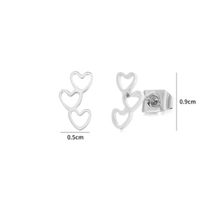 Oorstekers open hartjes zilver