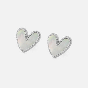 Oorstekers parelmoer hart zilver