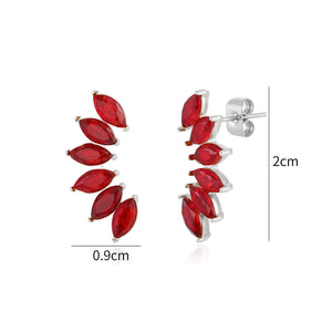 Oorstekers rode kristallen zilver