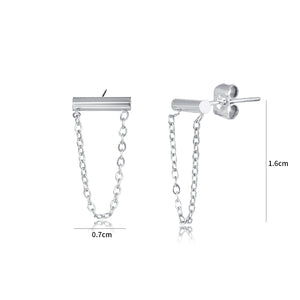 Oorstekers staafje ketting zilver