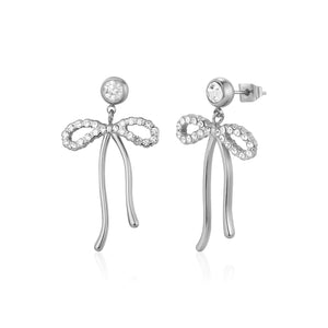 Oorstekers strik met steentjes zilver