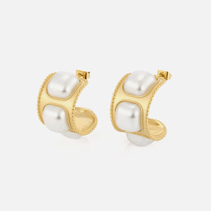 Oorstekers vierkante parels goud