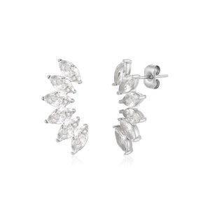 Oorstekers witte kristallen zilver