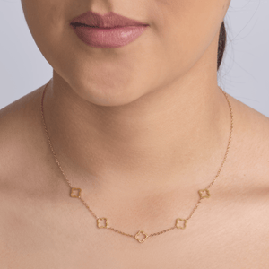 Open klaver ketting goud