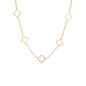 Open klaver ketting goud