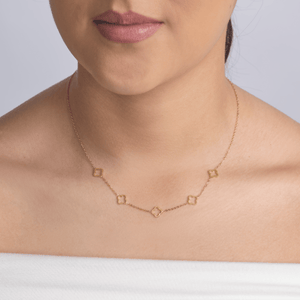 Open klaver ketting goud