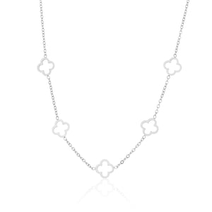 Open klaver ketting zilver