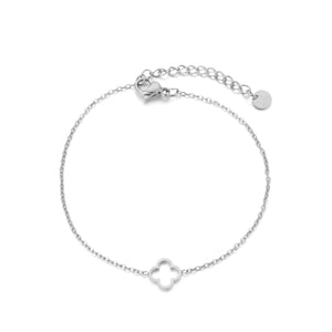Open klavertje armband zilver