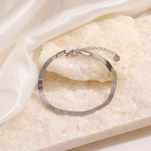 Platte armband 4mm zilver