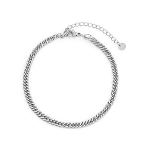 Platte Cuban armband 4mm Zilver