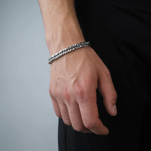 Platte Cuban armband 8mm Zilver