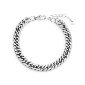 Platte Cuban armband 8mm Zilver