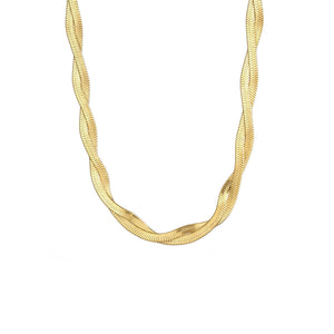 Platte gedraaide ketting goud