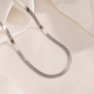 Platte ketting 4mm zilver