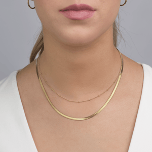 Platte ketting tweelaags goud