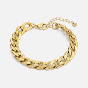 Platte schakel armband 10mm Goud