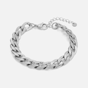 Platte schakel armband 10mm Zilver