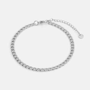 Platte schakel armband 4mm Zilver