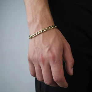 Platte schakel armband 8mm Goud