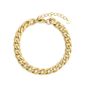 Platte schakel armband 8mm Goud