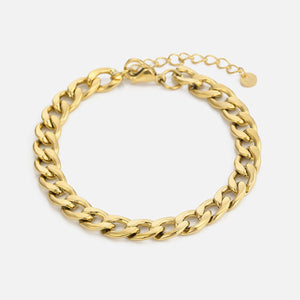 Platte schakel armband 8mm Goud