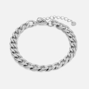 Platte schakel armband 8mm Zilver