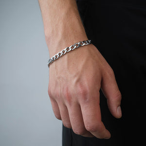 Platte schakel armband 8mm Zilver