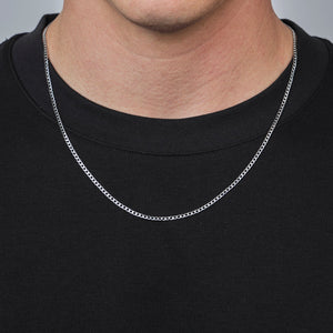 Platte schakel ketting 2mm Zilver