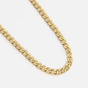 Platte schakel ketting 8mm Goud