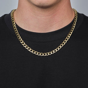 Platte schakel ketting 8mm Goud