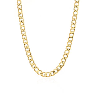 Platte schakel ketting 8mm Goud
