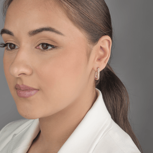 Rechthoekige oorbellen steentjes goud/wit