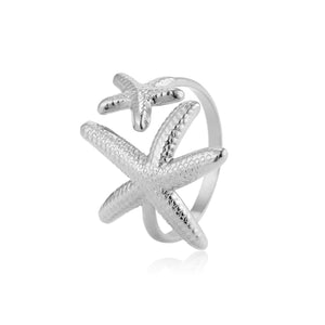 Ring dubbele zeester zilver