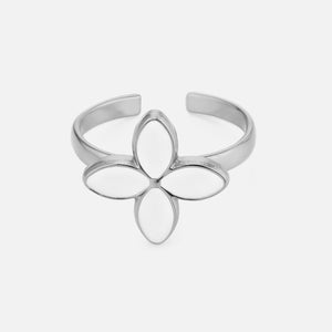Ring gekleurde bloem zilver
