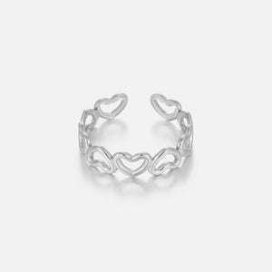 Ring open hartjes zilver