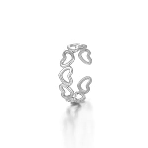 Ring open hartjes zilver