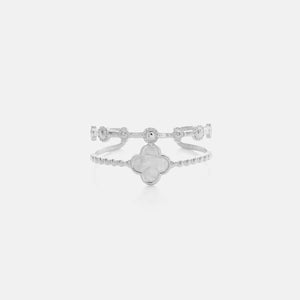 Ring tweelaags klaver zilver