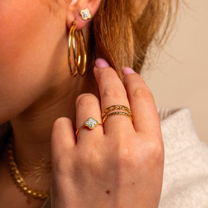 Ring tweelaags schakel goud