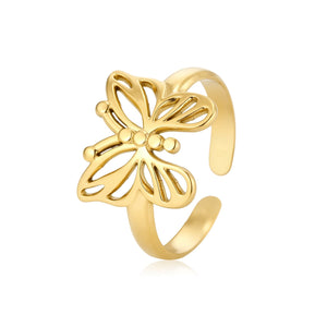 Ring vlinder icoon goud