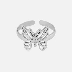 Ring vlinder icoon zilver