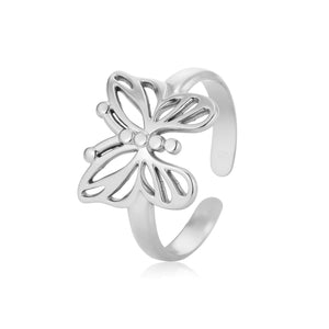 Ring vlinder icoon zilver