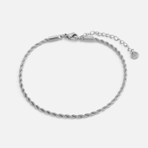 Rope armband 2mm Zilver