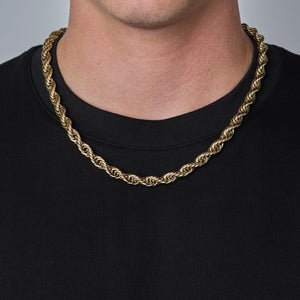 Rope ketting 8mm Goud